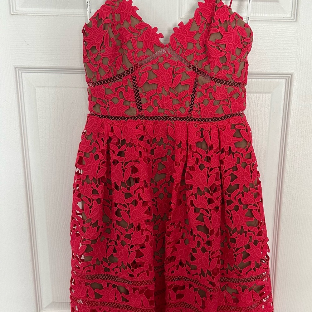 Self-Portrait Red Floral Lace Kids Dress